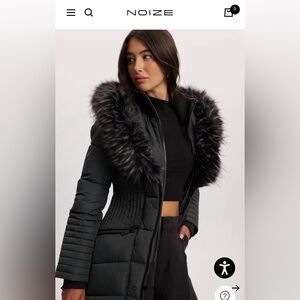 Women's Green Vegan Fur/Vegan Down Hooded Puffer